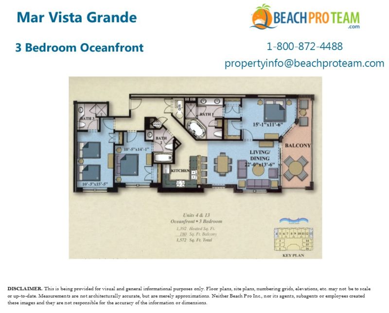 Mar Vista Grande Floor Plan 4 & 13 - 3 Bedroom Oceanfront Corner